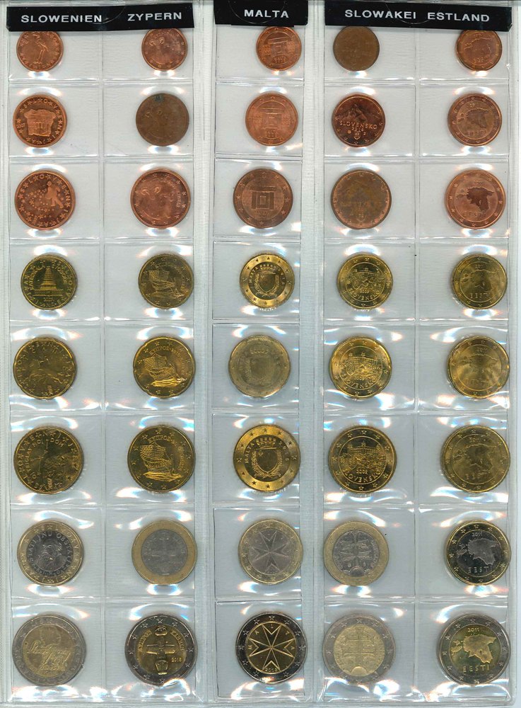  Kursmünzenset der Länder Slowenien, Zypern, Malta, Slowakei und Estland   
