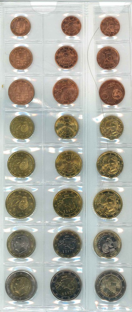  Kursmünzenset der Länder  Spanien, Estland und Kroatien   