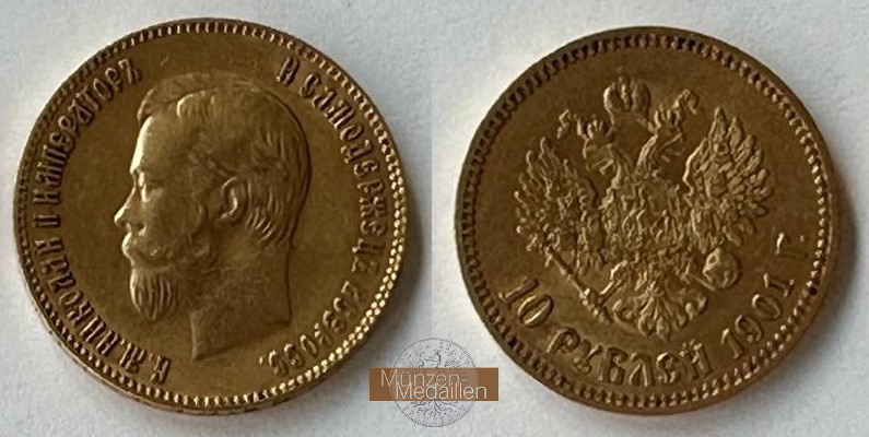 Russland  10 Rubel MM-Frankfurt Feingold: 7,76g Zar Nikolaus II. (1894-1917) 1901 