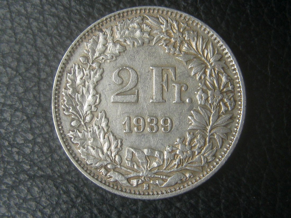  Schweiz 2 Franken 1939 B Helvetia - Kursmünze (1874-1967); 835-er Silber; 10 Gramm; vz   