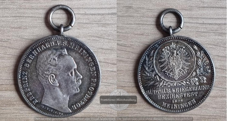  Sachsen-Meiningen versilberte Bronzemedaille 1896 Georg II. 1866-1914.,   FM-Frankfurt   