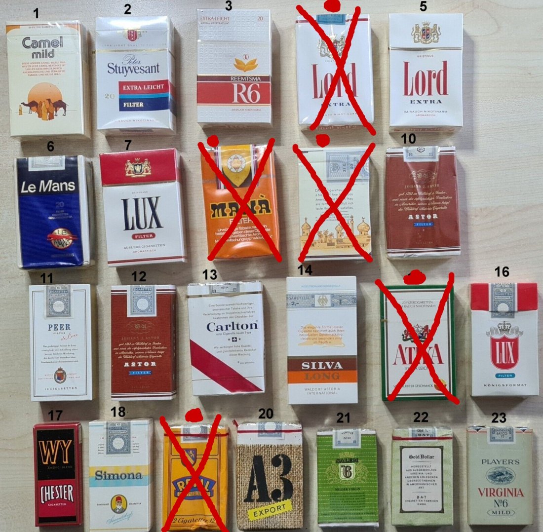  Zigaretten - Auswahl Schachteln Deutschland OVP (VOLL) aus den 1950er bis 1982   
