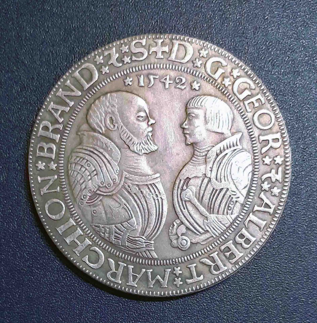  101. Nachprägung Taler 1542 Brandenburg Franken Georg und Albrecht   