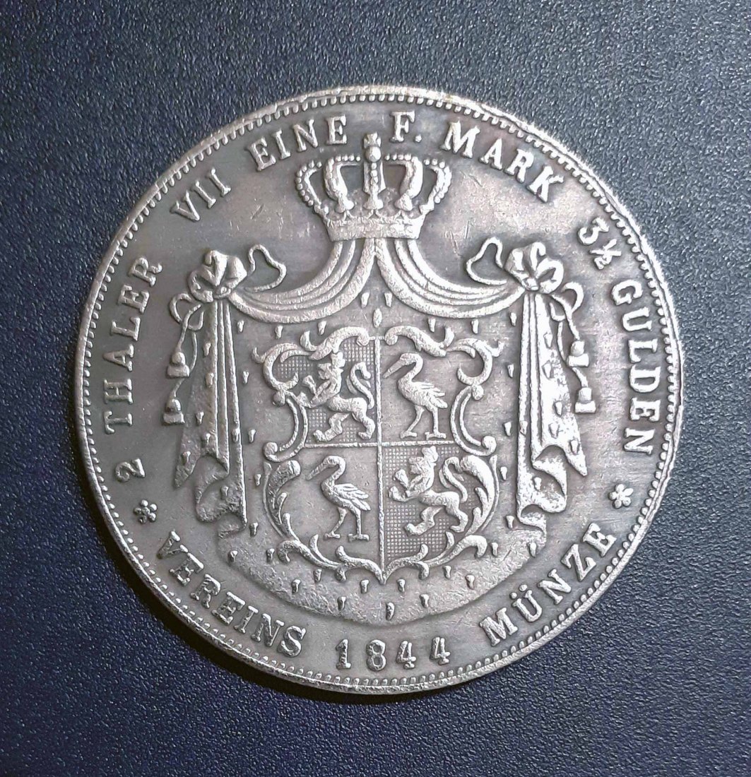  111. Nachprägung Doppeltaler 3 1/2 Gulden 1844 Reuss ältere Linie Heinrich XX.   