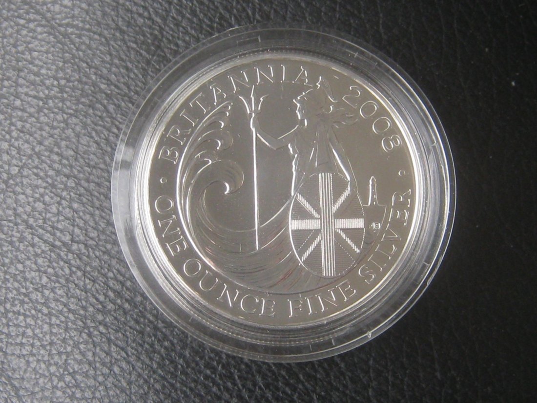  Großbritannien 2 Pfund Silbermünze 2008 Britannia 1 Unze Silber Prfr.in Kapsel;100.000 Stück   