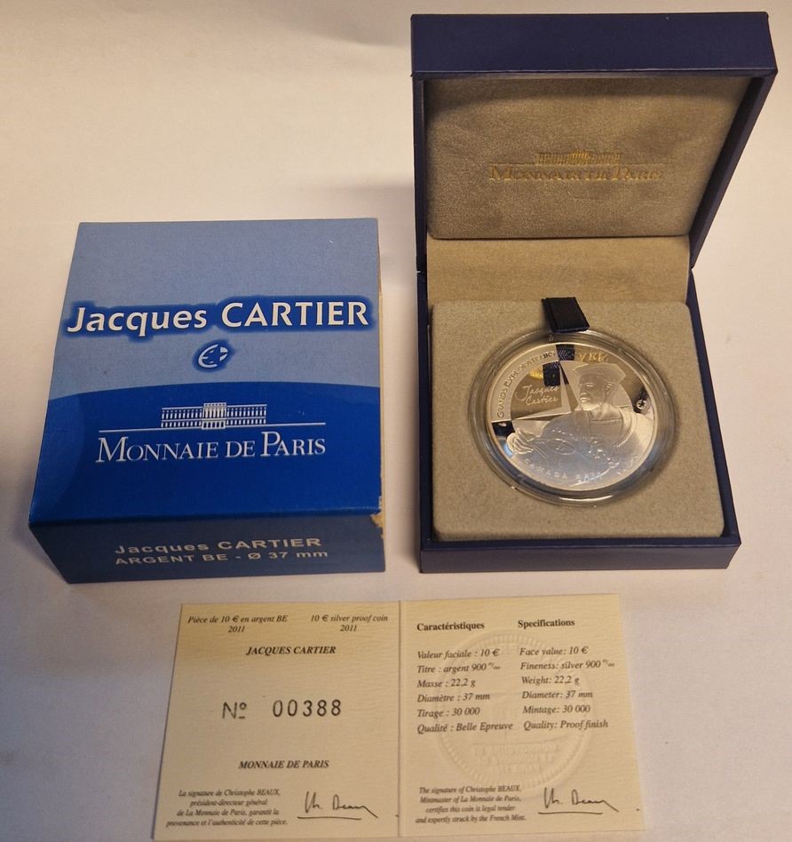  Frankreich 10 Euro Jaques Cartier Silber Goldankauf Frank Maurer AC 754   