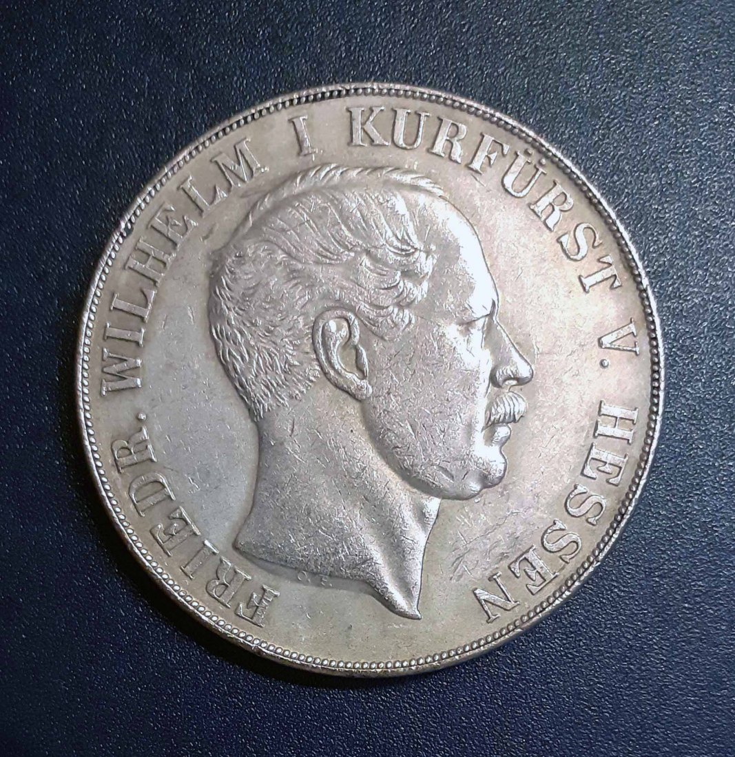 219. Nachprägung 2 Taler 3 1/2 Gulden 1851 Hessen Kassel Wilhelm I. Randprägung   