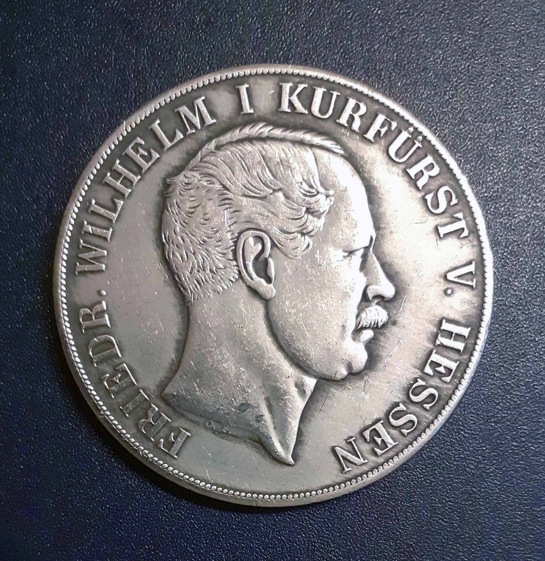  220. Nachprägung 2 Taler 3 1/2 Gulden 1854 Hessen Kassel Wilhelm I. Randprägung   
