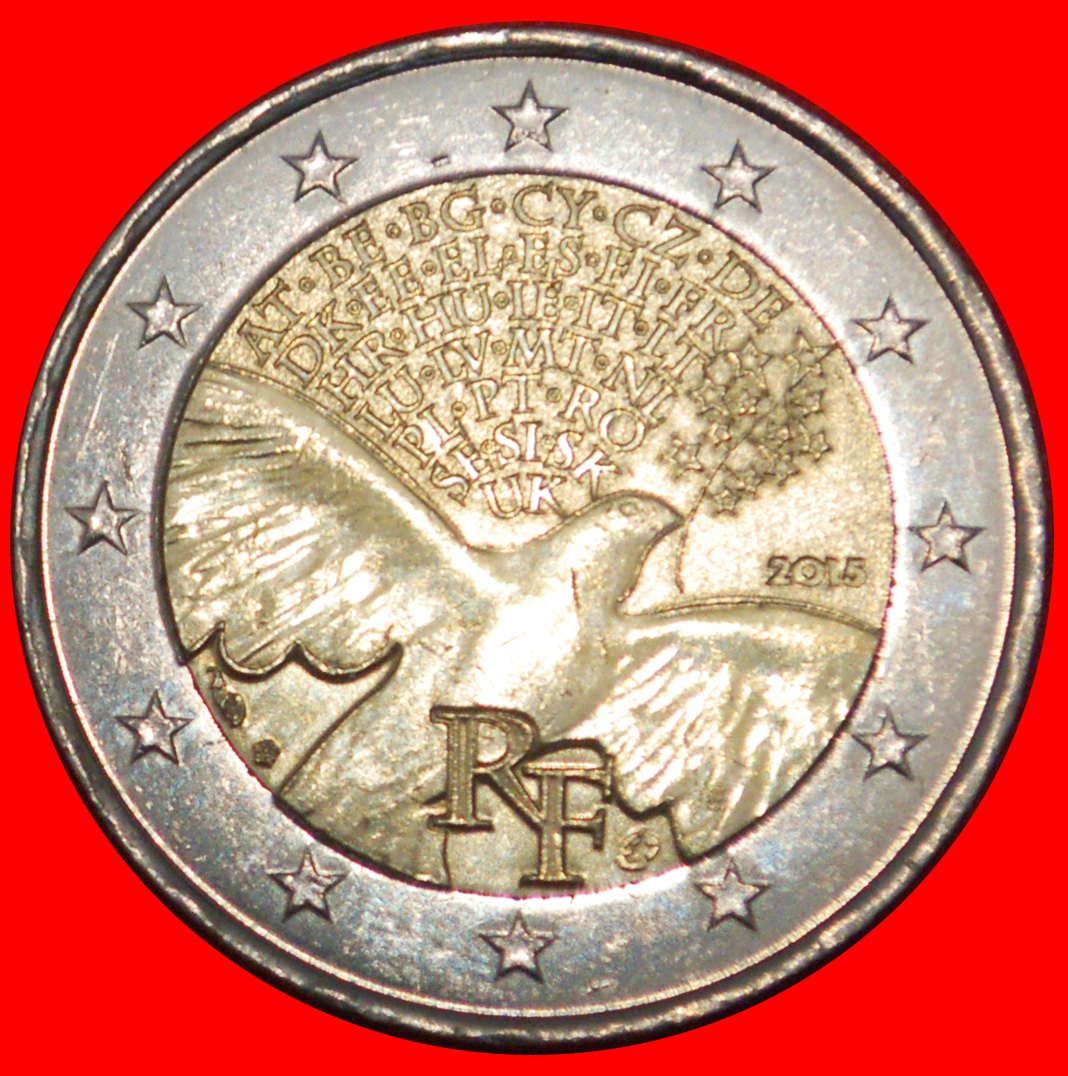  * DOVE OF PEACE: FRANCE ★ 2 EURO 2015! End of World War (1939-1945) LOW START! ★ NO RESERVE!   