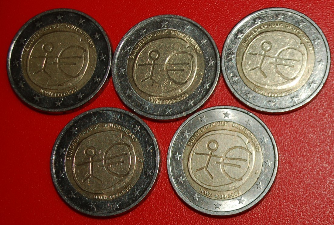  * OPENED BOOK 1957: GERMANY ★ 2 EURO 2007ADFGJ COMPLETE NON-PHALLIC SET! ★LOW START! ★ NO RESERVE!   