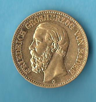  20 Mark Friedrich von Baden 1872 ss-vz Gold Münzenankauf Koblenz Frank Maurer AC881   