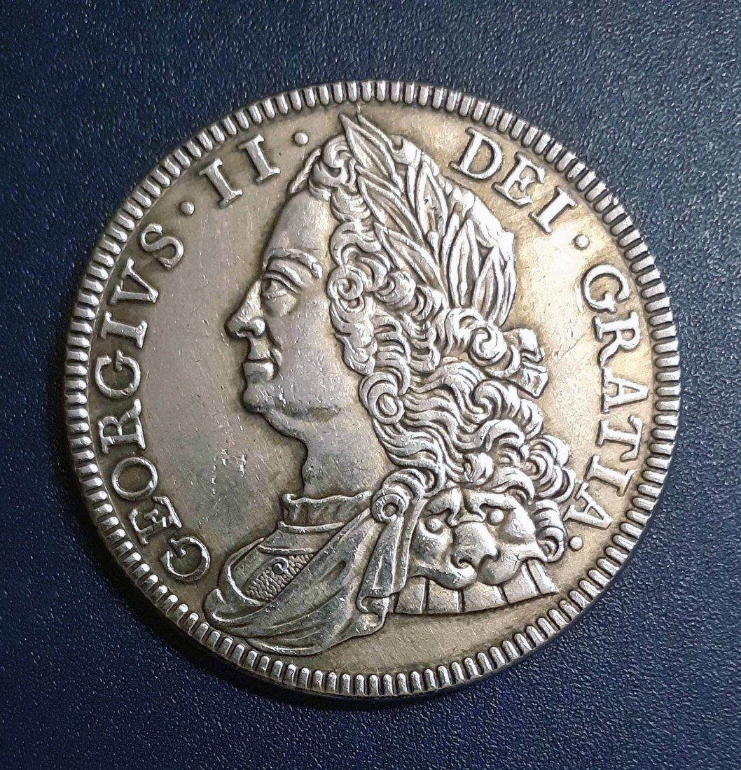  269. Nachprägung Crown Krone 1750 England Georg II. mit Randprägung   