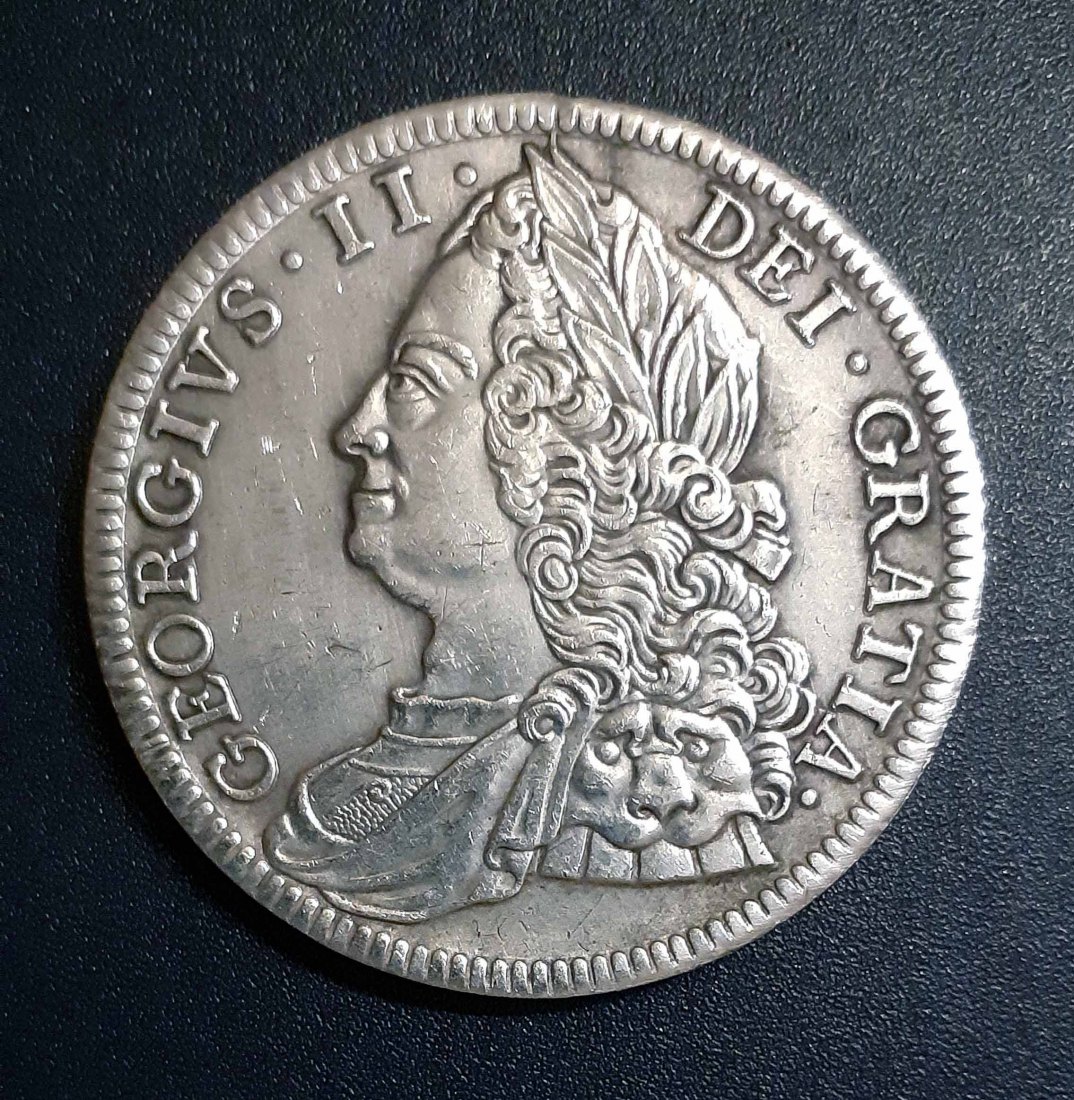  270. Nachprägung Crown Krone 1751 England Georg II. mit Randprägung   
