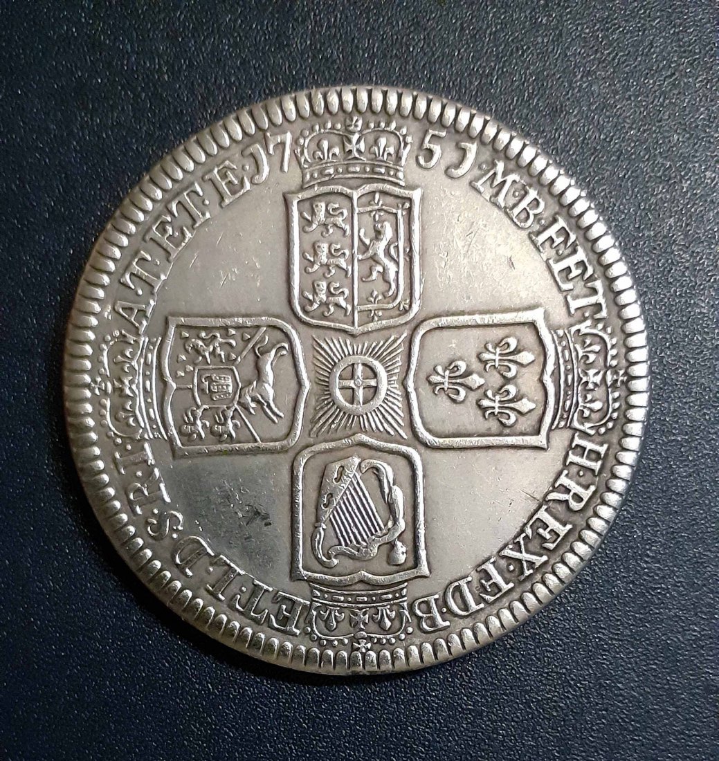  270. Nachprägung Crown Krone 1751 England Georg II. mit Randprägung   