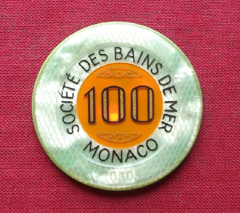  Casinojeton 100 Francs = 15,25€ Spielcasino Monte Carlo Monaco ECHT nummeriert rar !   