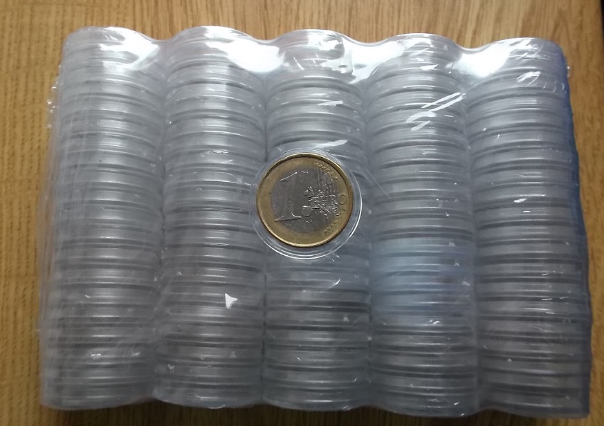  100 Stück Münzkapseln 24mm z. Bsp. für 1 Euro-Münzen Acryl klar randlos NEU   