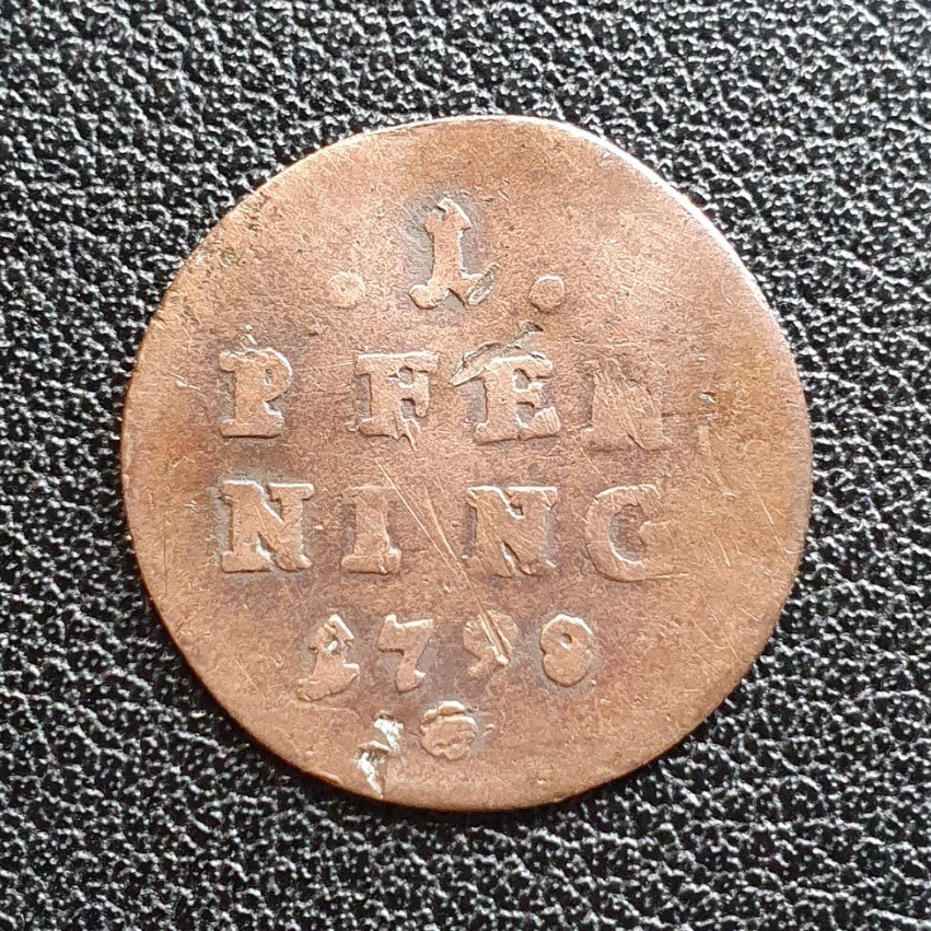  Bayern Kurfürstentum 1 Pfennig 1798 Karl Theodor gewellte Kupfer Münze   