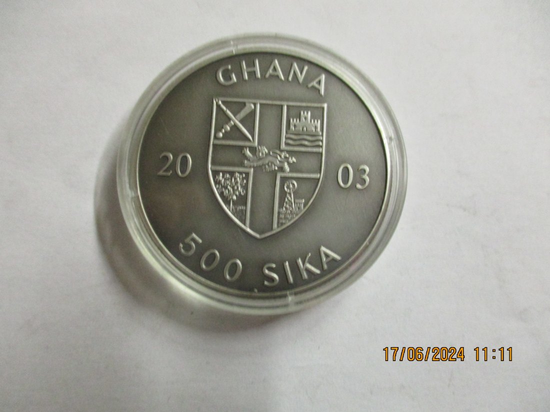  Ghana 500 Sika 2003 Olympiade Athen 2004 Antik finish Matt 999er Silber   