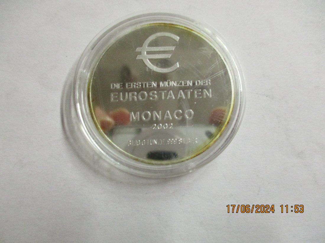  Die ersten Münzen der Eurostaaten 2002 Monako Silbermünze   