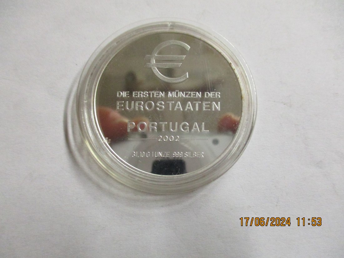  Die ersten Münzen der Eurostaaten 2002 Portugal Silbermünze   