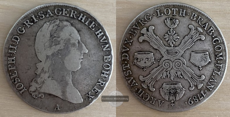  Österreichische Niederlande 1/2 Gulden A 1789   FM-Frankfurt  Feinsilber: 18g   