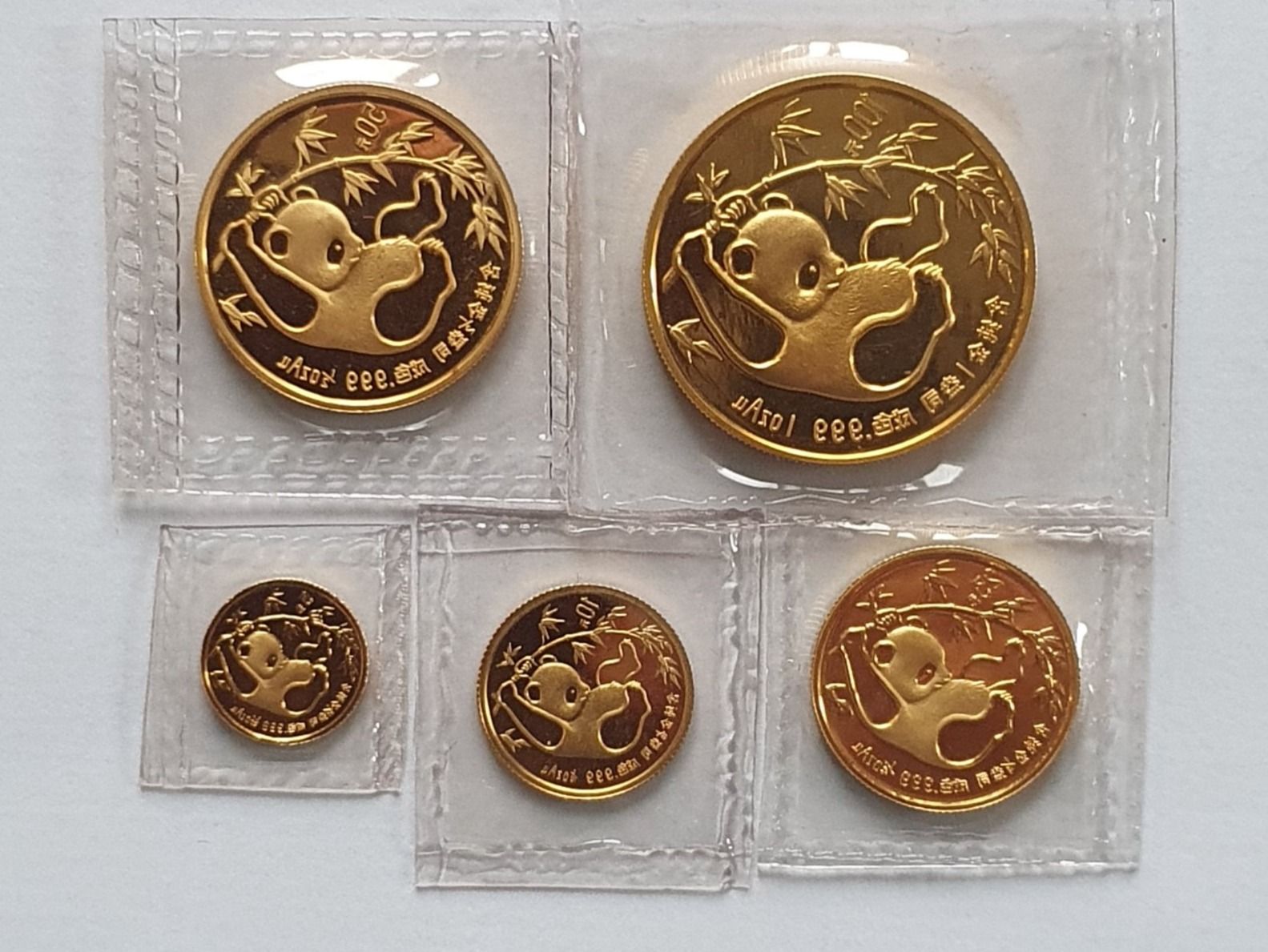 Goldmünzen Panda-Set 1985   