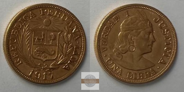 Peru. MM-Frankfurt Feingold: 7,32g 1 Libra 1917 