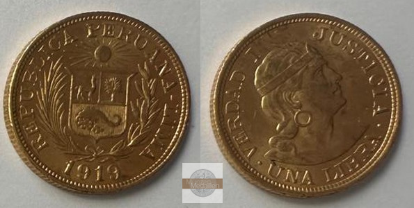 Peru. MM-Frankfurt Feingold: 7,32g 1 Libra 1919 