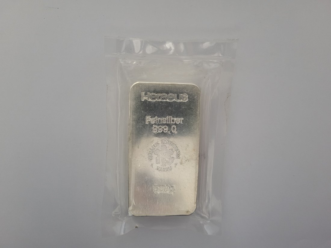  Silberbarren 500 g Heraeus Ag 999,0 silber Schweiz Spittalgold9800 (3626)   