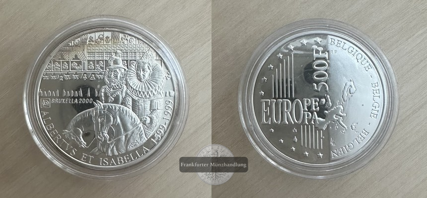  Belgien 500 Franken, 1999 Brüssel - europäische Kulturhaupt FM-Frankfurt  Feingewicht:21.14g   