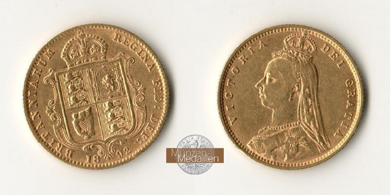 Grossbritannien MM-Frankfurt Feingewicht: 3,66g 1/2 Sovereign 1892 