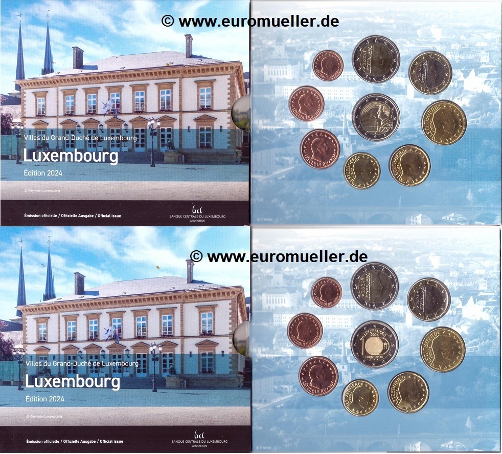 Luxemburg ....2x KMS 2024....bu...mit 2x 2 Euro Gedenkmünzen Photoprägung   