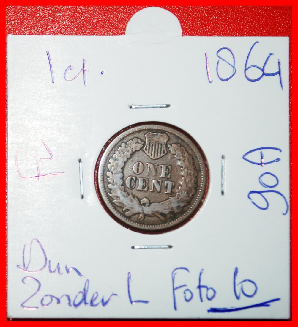  * INDIAN HEAD (1864-1909): USA ★ 1 CENT 1864! IN HOLDER!★LOW START★ NO RESERVE!   