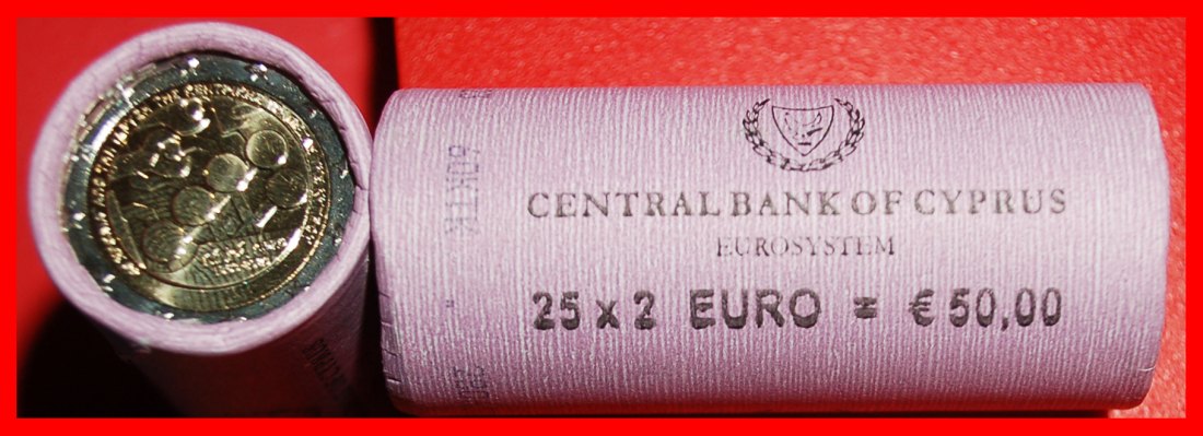  * GREECE: CYPRUS ★ 2 EURO 1963-2023 UNC ROLL 25 COINS!★LOW START★ NO RESERVE!   