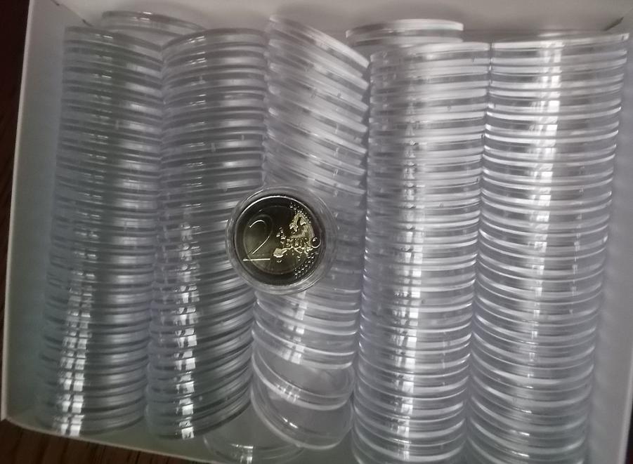  50 Stück Münzkapseln Münzdosen 26/26,5mm z. Bsp. f. 2 Euro Münzen klar Acryl NEU   