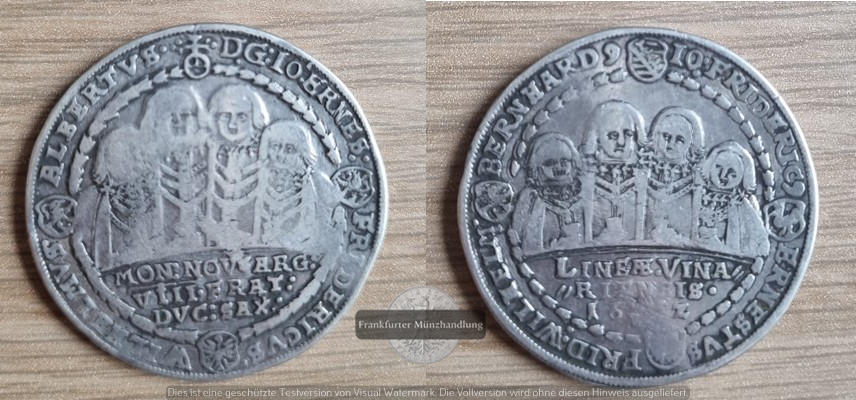  Sachsen-Alt-Weimar Taler 1609 Johann Ernst und  FM-Frankfurt  Feingewicht: 25,8g Silber  sehr schön   