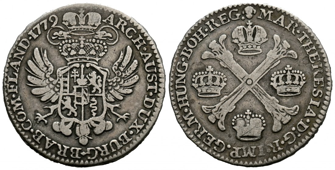 PEUS 1862 Brabant, Habsburgische NL Maria Theresia (1740-1780) 1/2 Kronentaler 1772 Brüssel Sehr schön