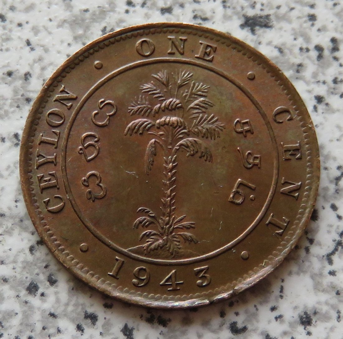  Ceyöon 1 Cent 1943   