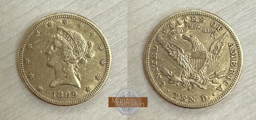 USA  10 Dollar MM-Frankfurt Feingold: 15,05g Eagle 1899 S 