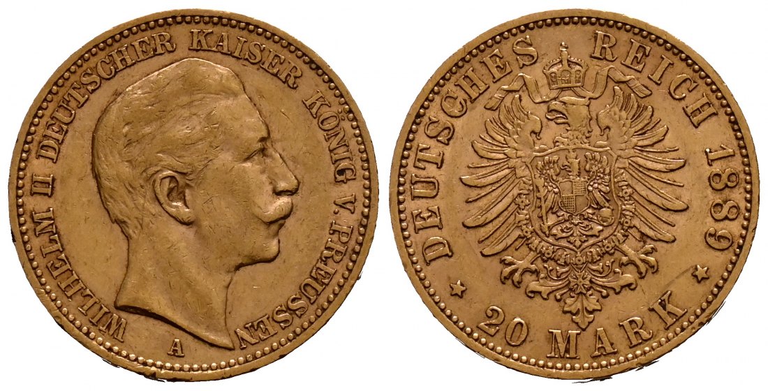 PEUS 1884 Preußen - Kaiserreich 7,16 g Feingold. Wilhelm II. (1888 - 1918) 20 Mark GOLD 1889 A Sehr schön