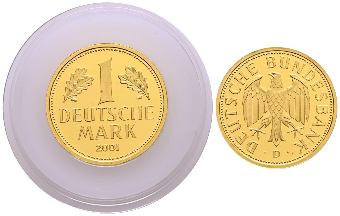 PEUS 1886 BRD 12 g Feingold. 1 Mark GOLD 2001 D München Fleck, Stempelglanz (Originalkapsel)