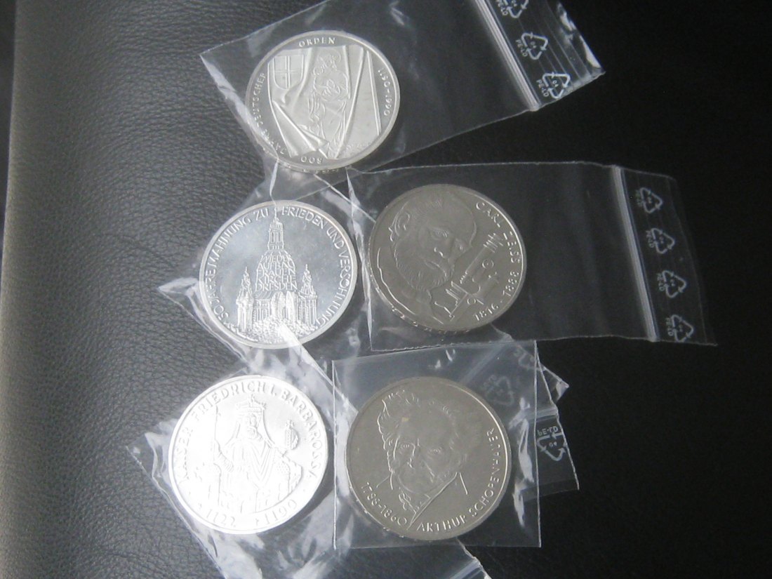  43 x 10 DM 625-er Münzen 1972-1997; insgesamt 417 Gramm Feinsilber   