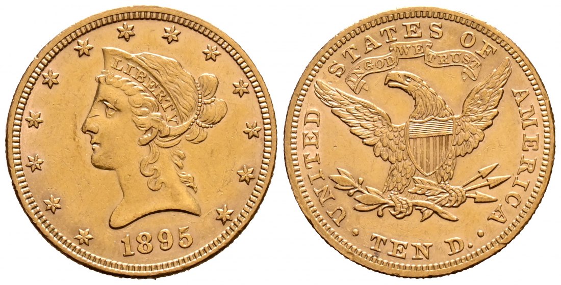 PEUS 1893 USA 15,05 g Feingold. Coronet Head 10 Dollars GOLD 1895 Sehr schön