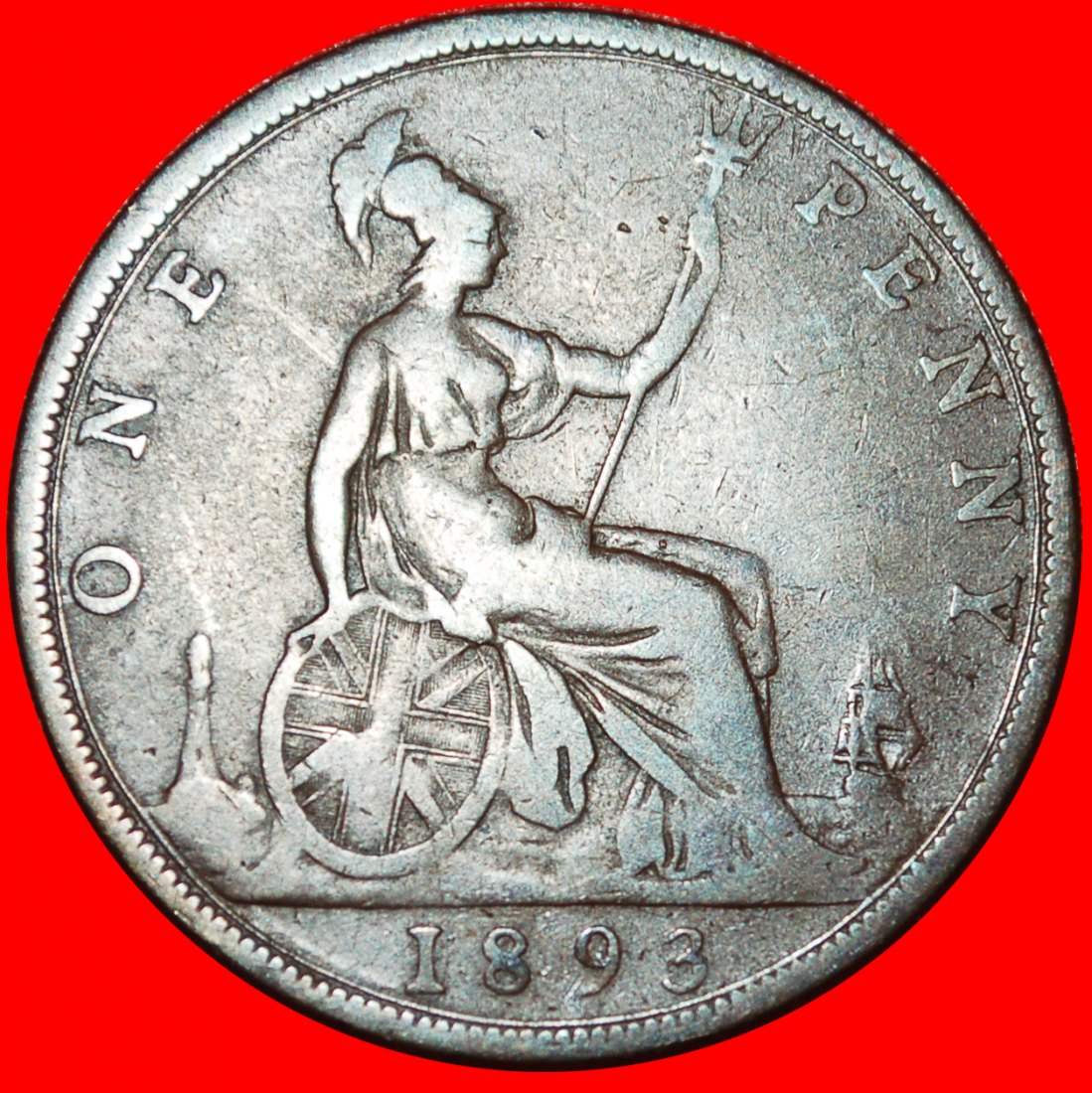  * 2 SOLD MISTRESS OF SEAS: GREAT BRITAIN ★PENNY 1893★SHIP★VICTORIA 1837-1901★LOW START ★ NO RESERVE!   