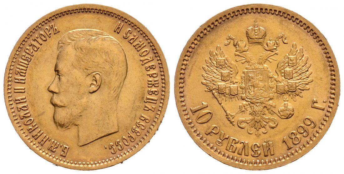 PEUS 1896 Russland 7,74 g Feingold. Zar Nikolaus II. (1894 - 1917) 10 Rubel GOLD 1899 EB Sehr schön