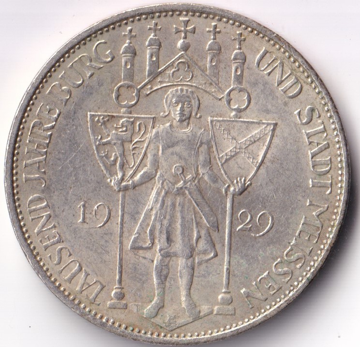  Weimarer Republik, 3 Reichsmark Meissen 1929 (#1-1)   