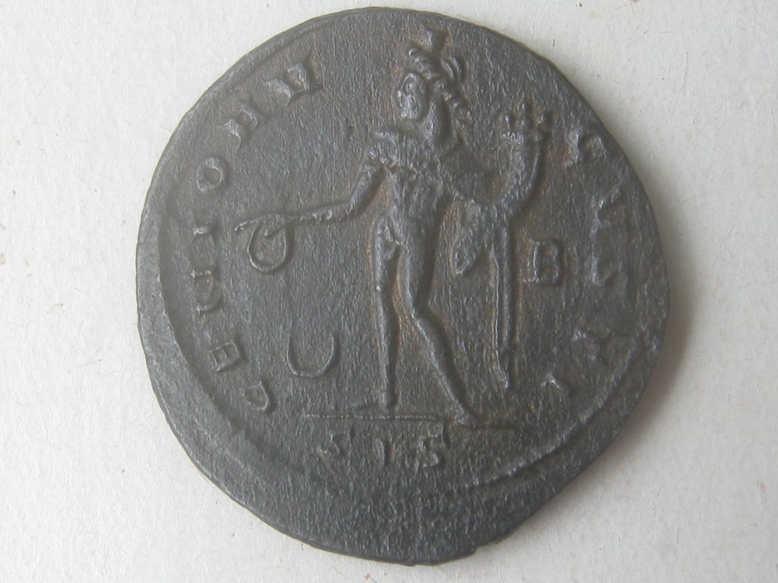  Römisches Reich; Follis - Maximianus GENIO AVGVSTI ; ◡ | B ; Siscia; 310-311 n. Chr.; vz   