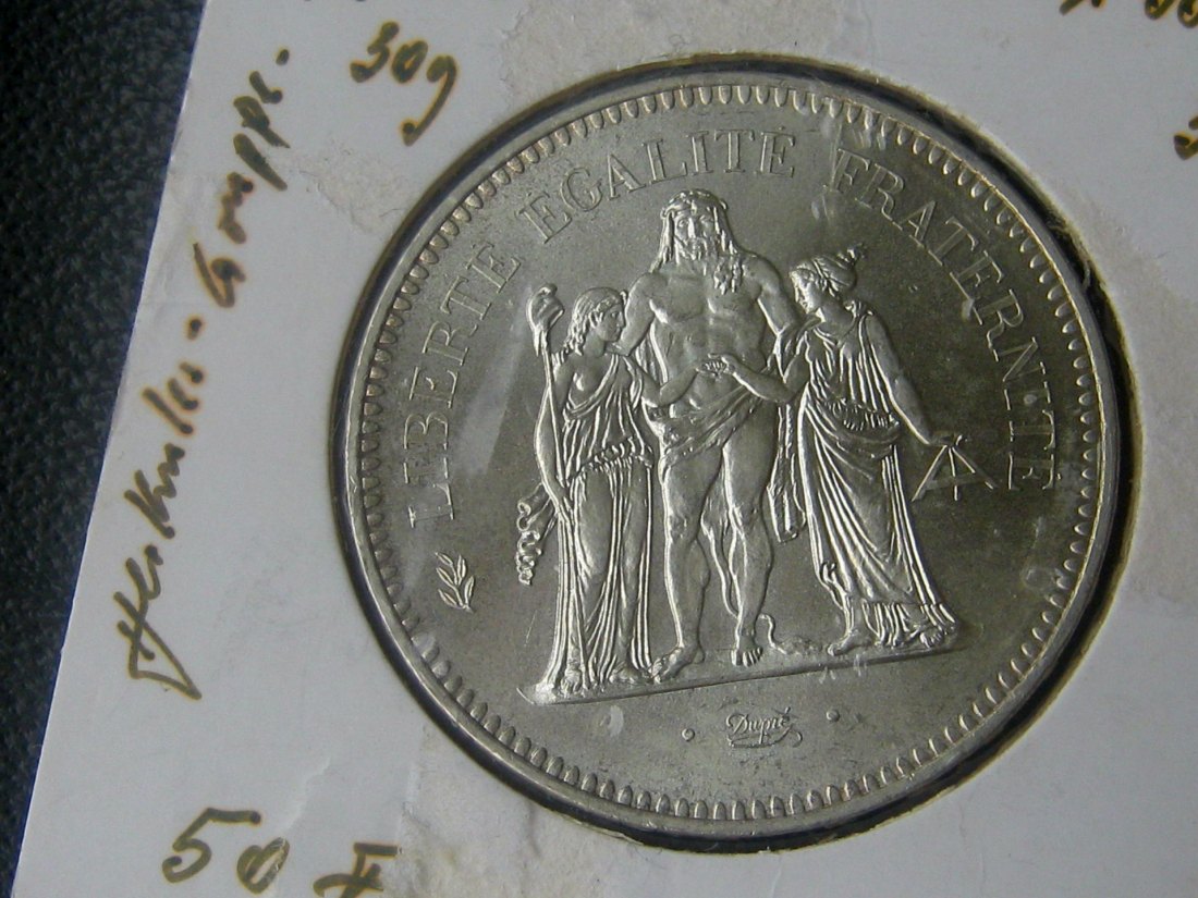  Frankreich 50 Francs 1975 Hercules, 27 g Feinsilber; vz   