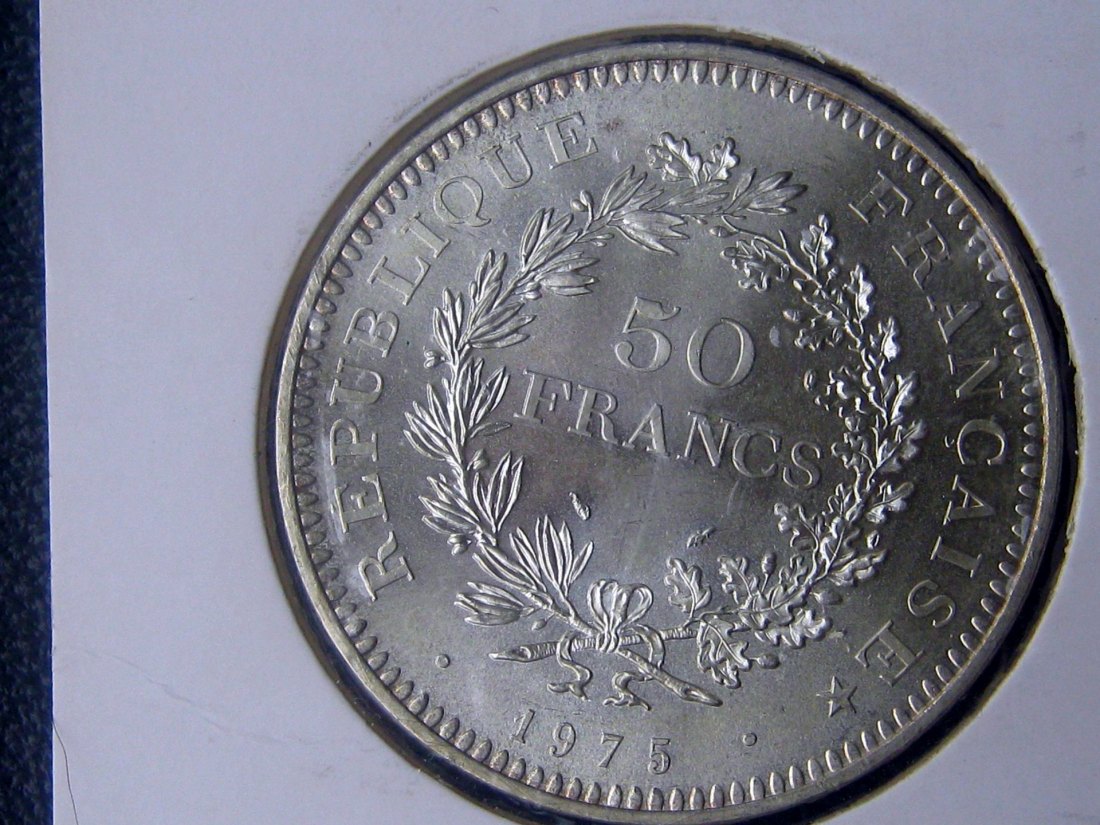  Frankreich 50 Francs 1975 Hercules, 27 g Feinsilber; vz   
