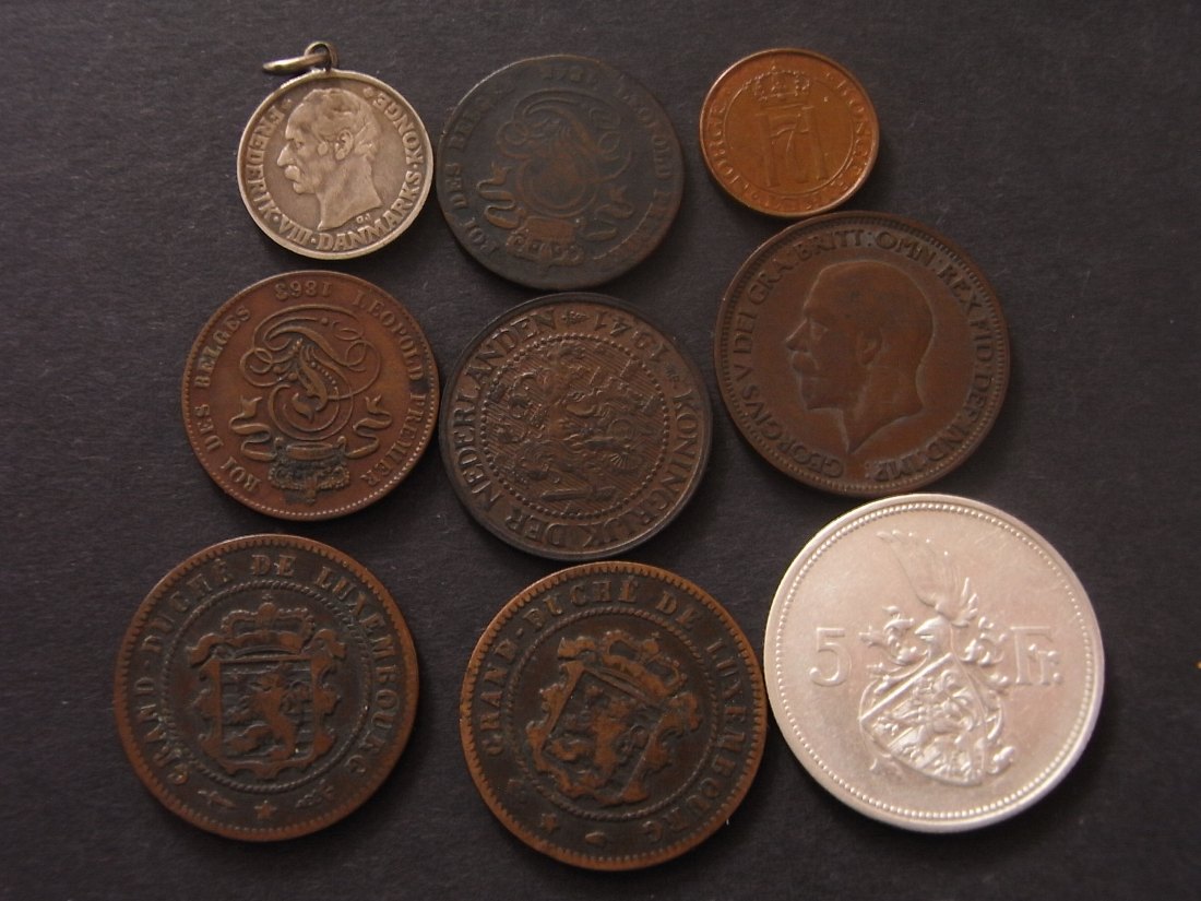  Europa 9 Münzen dabei 5 Franc Luxemburg 1929   